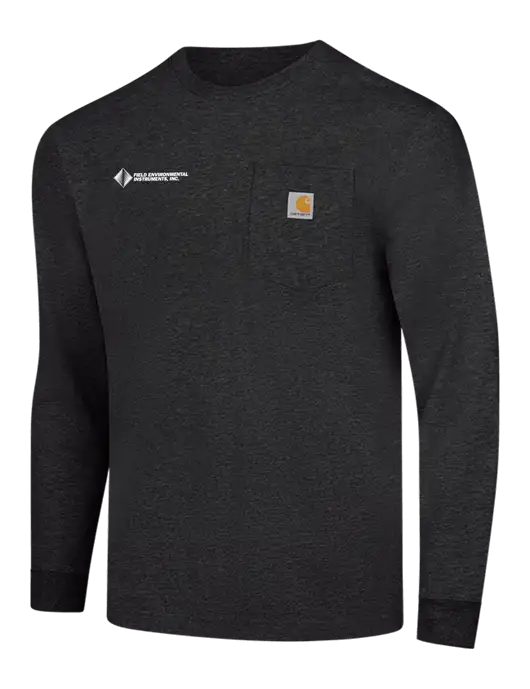 Carhartt Dark Grey Heather Workwear Pocket Long Sleeve T-Shirt w/Field Environmental Logo