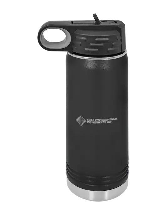 Polar Camel 20 oz Powder Coated Black Vacuum Insulated Water Bottle w/Field Environmental Logo