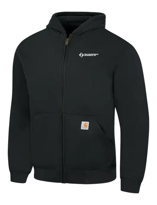 Carhartt Black Rain Defender Paxton Heavyweight Hooded Full Zip-Front Sweatshirt w/Field Environmental Logo