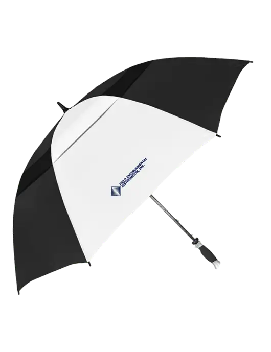 Black/White Vented Typhoon Tamer Golf Umbrella w/Field Environmental Logo