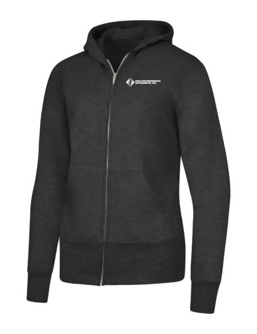 Dark Heather Grey Womens Core Fleece Full-Zip Hooded Sweatshirt w/Field Environmental Logo