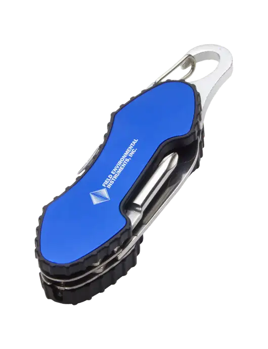 Blue 6 in 1 Tool with Carabiner w/Field Environmental Logo