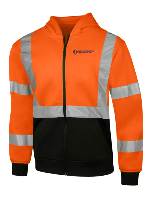 CornerStone Safety Orange ANSI  107 Class 3 Heavy-Duty Fleece Full-Zip Hoodie w/Field Environmental Logo