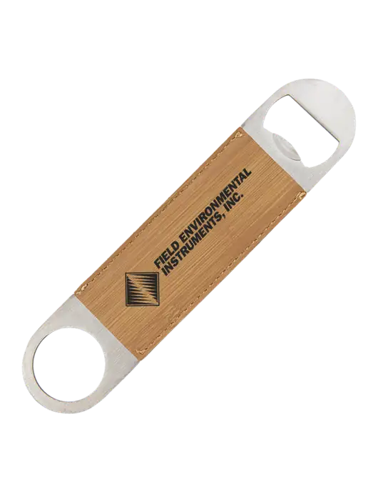 Bamboo Leatherette Bottle Opener w/Field Environmental Logo