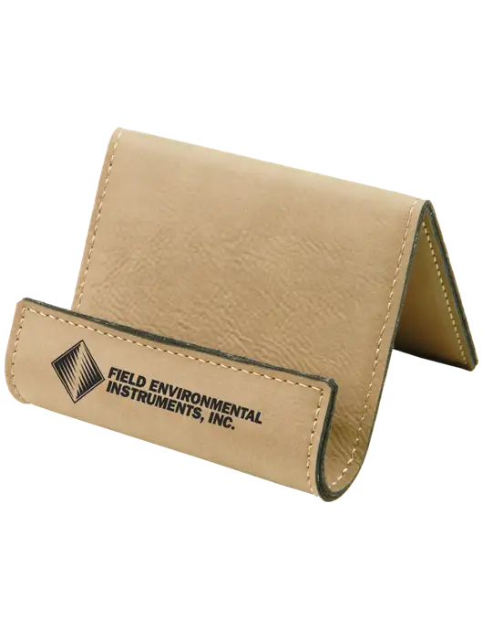 Tan Leatherette Card & Phone Holder w/Field Environmental Logo