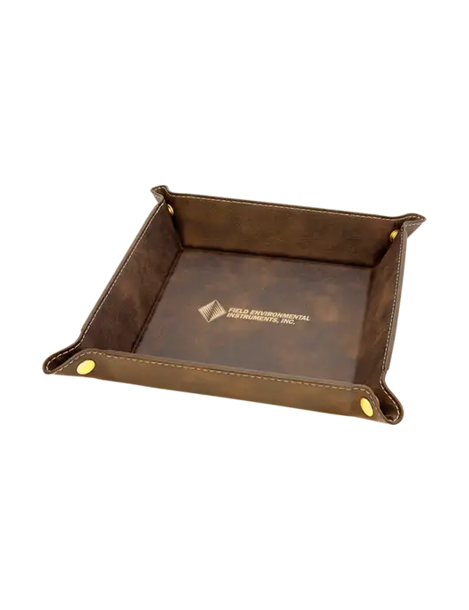 Rustic Leatherette Valet Tray, 6 x 6 w/Field Environmental Logo