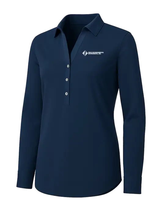 Womens Navy City Stretch Shirt w/Field Environmental Logo