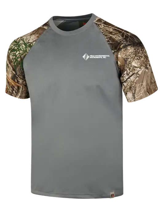 Russell Outdoors Medium Grey/Realtree Edge Camo Colorblock Performance T-Shirt w/Field Environmental Logo