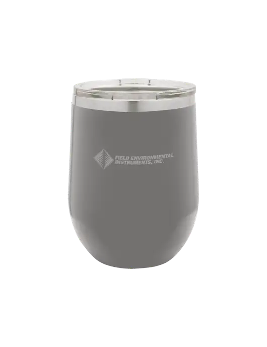 Polar Camel 12 oz Powder Coated Grey Vacuum Insulated Stemless Wine Tumbler w/Field Environmental Logo