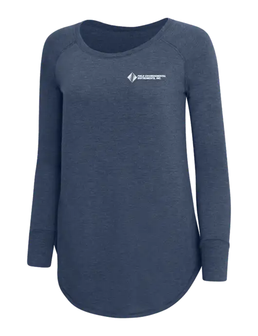 Womens Perfect Wide Collar Tunic Tri-Blend Navy Frost 4.5 oz T-Shirt w/Field Environmental Logo
