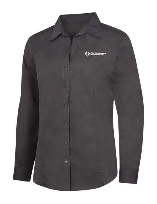Womens Soft Black Crosshatch Easy Care Shirt w/Field Environmental Logo