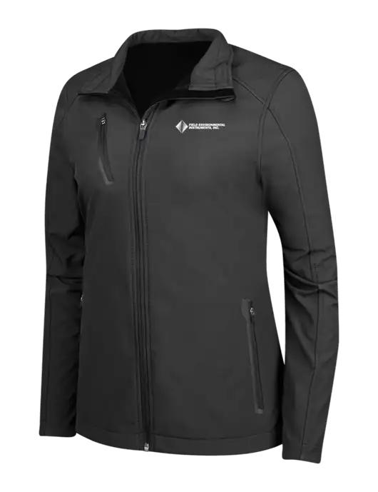 Black Womens Welded Softshell Jacket w/Field Environmental Logo