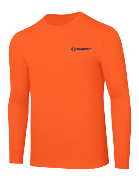 Core Blend Safety Orange Long Sleeve Tee w/Field Environmental Logo