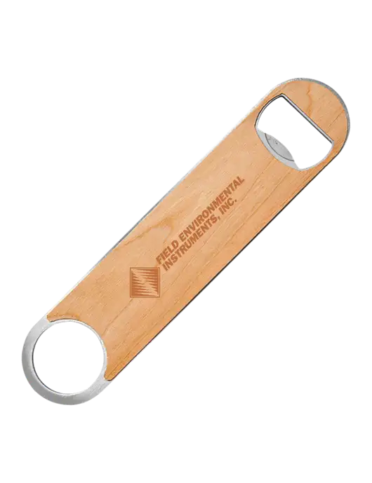 Bottle Opener w/Wood Veneer, 7 x 1.2 w/Field Environmental Logo