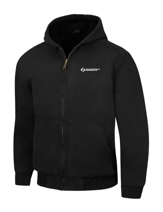 CornerStone Black Washed Duck Cloth Insulated Hooded Work Jacket w/Field Environmental Logo