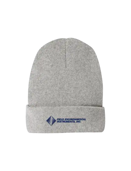 Recycled Light Heather Grey Beanie w/Field Environmental Logo