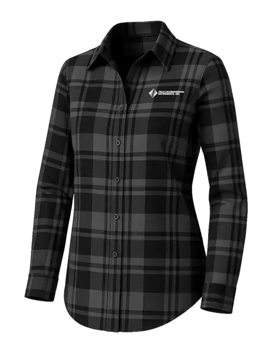 Womens Medium Grey/Black Plaid Flannel Tunic w/Field Environmental Logo