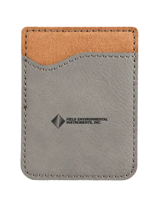 Grey Laserable Leatherette Phone Wallet w/Field Environmental Logo