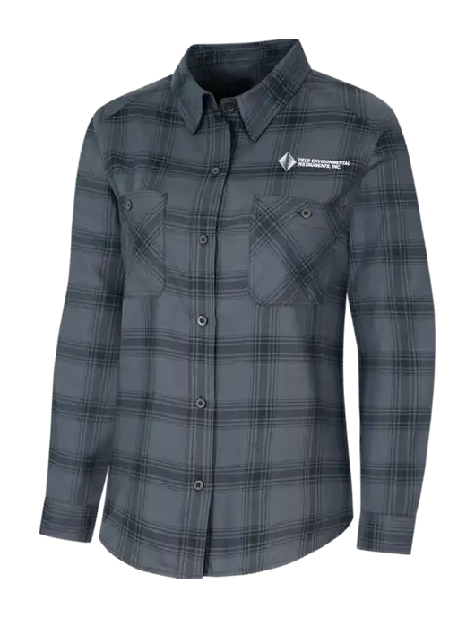 Womens Grey/Black Plaid Flannel Shirt w/Field Environmental Logo