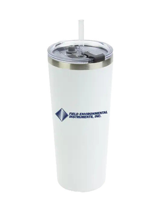 Brighton White 20 oz Insulated Tumbler & Straw w/Field Environmental Logo