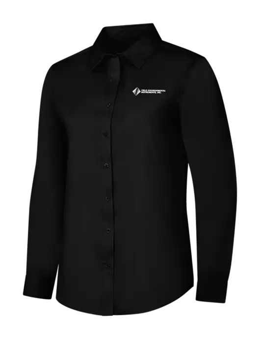 Womens Black Long Sleeve Superpro React Twill Shirt w/Field Environmental Logo