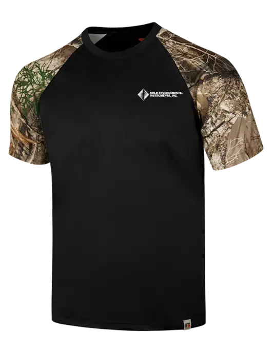 Russell Outdoors Black/Realtree Edge Camo Colorblock Performance T-Shirt w/Field Environmental Logo