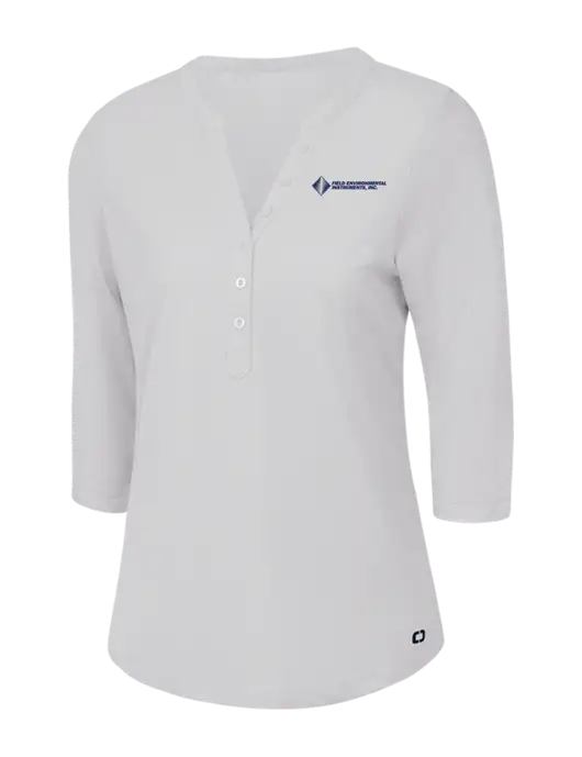 OGIO Bright White Jewel Henley w/Field Environmental Logo