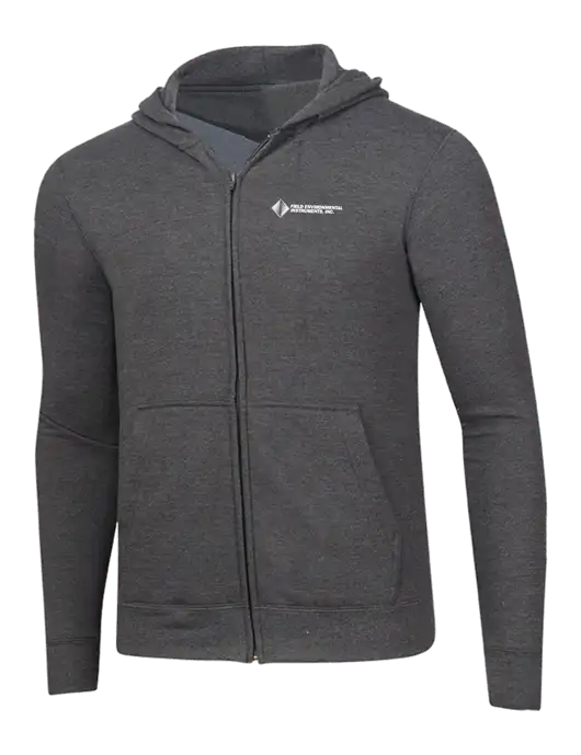 Dark Heather Grey 8.5 oz Ring Spun Zip Hooded Sweatshirt w/Field Environmental Logo