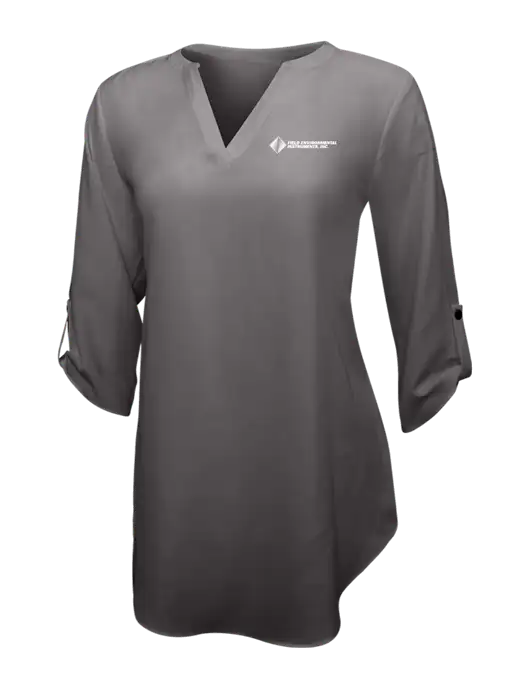 Dark Grey Womens 3/4 Sleeve Tunic Blouse w/Field Environmental Logo