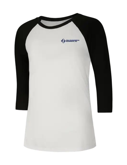 Womens Simply Soft 3/4 Sleeve Black/White Ring Spun Cotton T-Shirt w/Field Environmental Logo