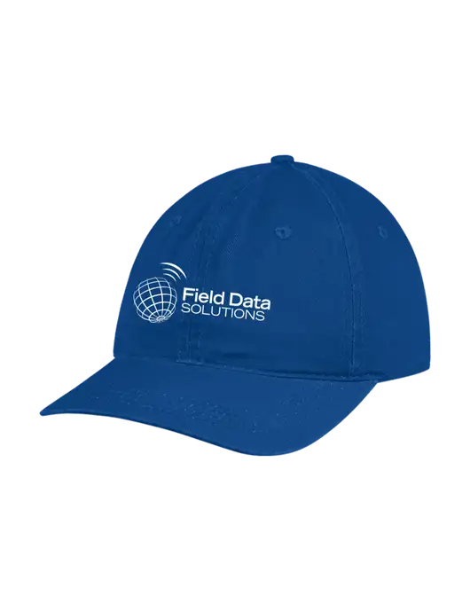 Garment Washed Unstructured Twill Royal Cap w/Field Data Solutions Logo