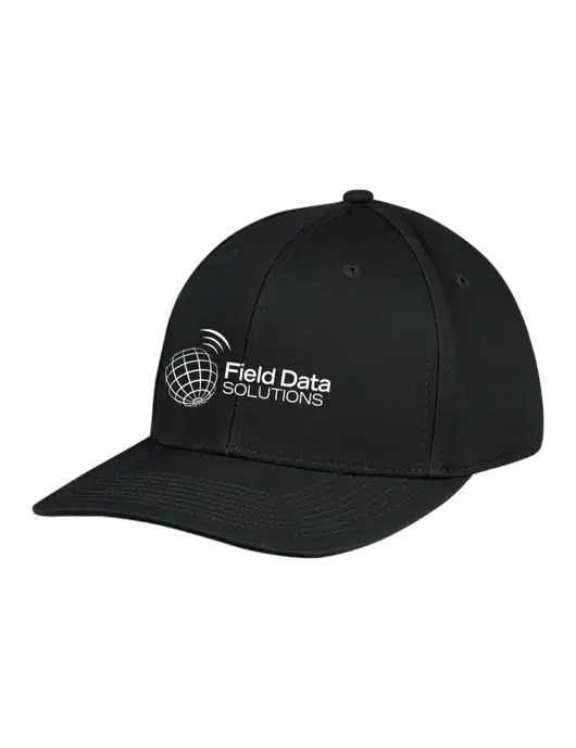 Premium Modern Structured Twill Black Snapback Cap w/Field Data Solutions Logo
