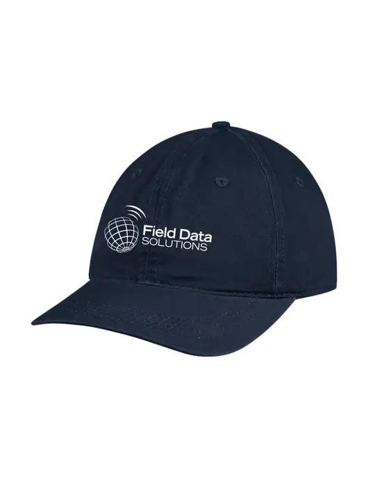 Garment Washed Unstructured Twill Navy Cap w/Field Data Solutions Logo