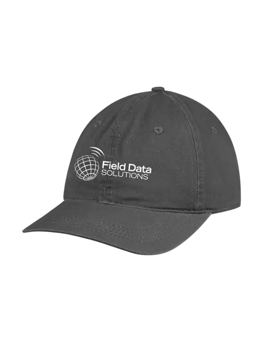 Garment Washed Unstructured Twill Charcoal Cap w/Field Data Solutions Logo