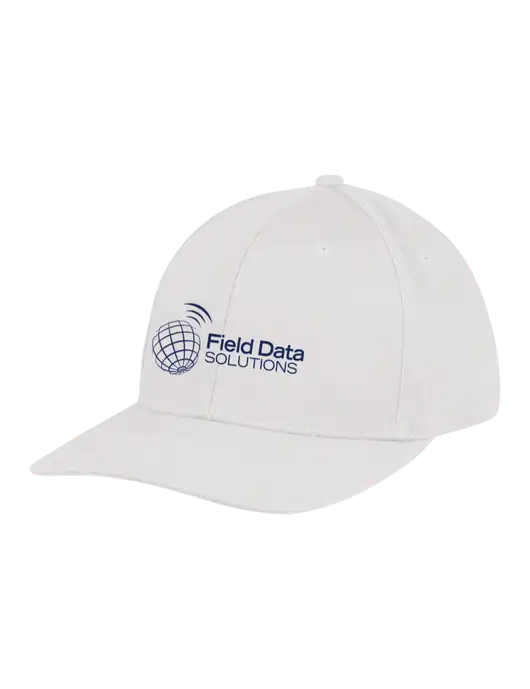 Premium Modern Structured Twill White Snapback Cap w/Field Data Solutions Logo