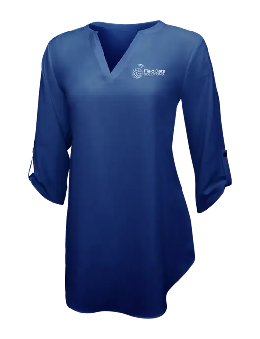 Dark Royal Womens 3/4 Sleeve Tunic Blouse w/Field Data Solutions Logo
