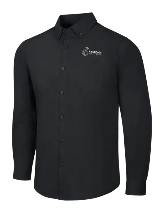 Black Long Sleeve Carefree Poplin Shirt w/Field Data Solutions Logo