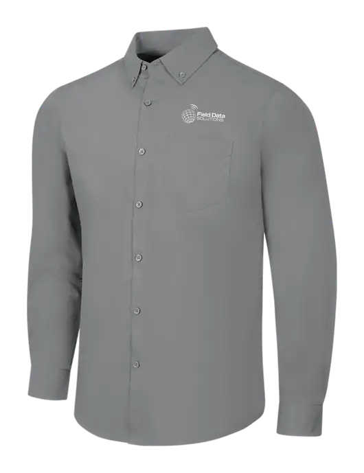 Medium Grey Long Sleeve Carefree Poplin Shirt w/Field Data Solutions Logo