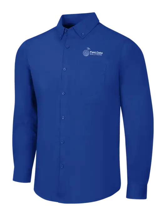 Dark Royal Long Sleeve Carefree Poplin Shirt w/Field Data Solutions Logo