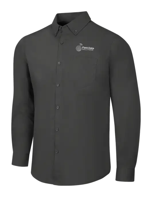 Dark Grey Long Sleeve Carefree Poplin Shirt w/Field Data Solutions Logo