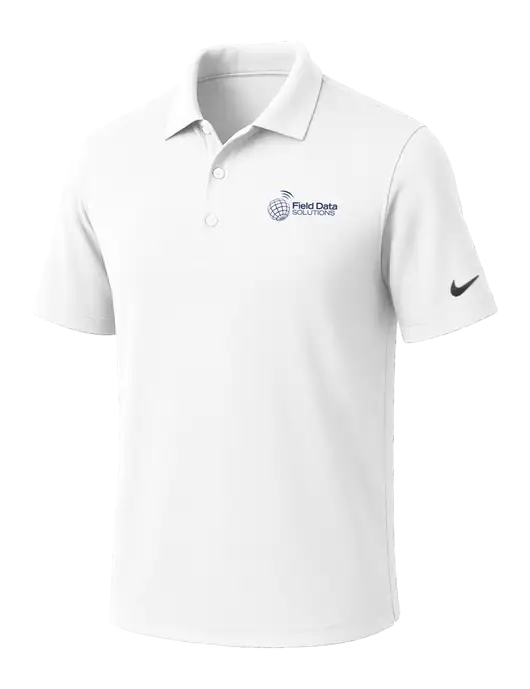NIKE White Dri-Fit Micro Pique Polo w/Field Data Solutions Logo