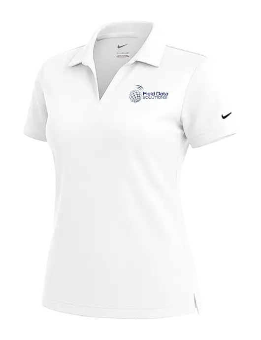 NIKE White Womens Dri-Fit Micro Pique Polo w/Field Data Solutions Logo