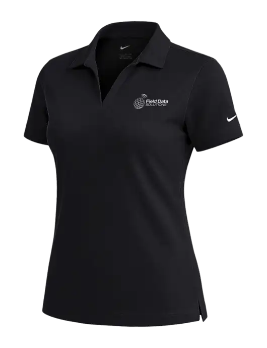 NIKE Black Womens Dri-Fit Micro Pique Polo w/Field Data Solutions Logo