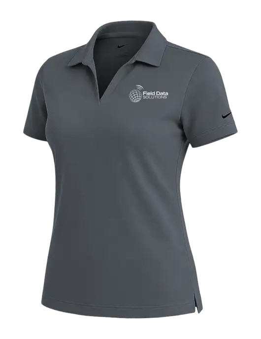 NIKE Dark Grey Womens Dri-Fit Micro Pique Polo w/Field Data Solutions Logo