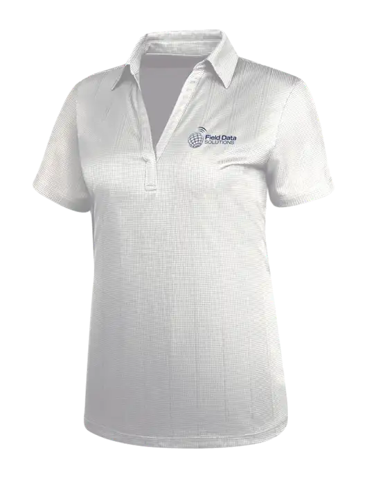 White Womens Performance Fine Jacquard Polo w/Field Data Solutions Logo