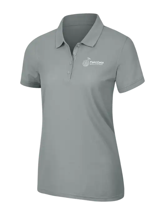 Light Grey Womens Core Classic Pique Polo w/Field Data Solutions Logo
