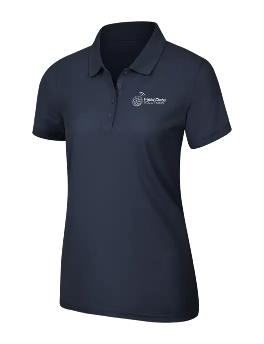 Navy Blue Womens Core Classic Pique Polo w/Field Data Solutions Logo
