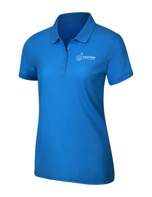 Light Royal Blue Womens Core Classic Pique Polo w/Field Data Solutions Logo
