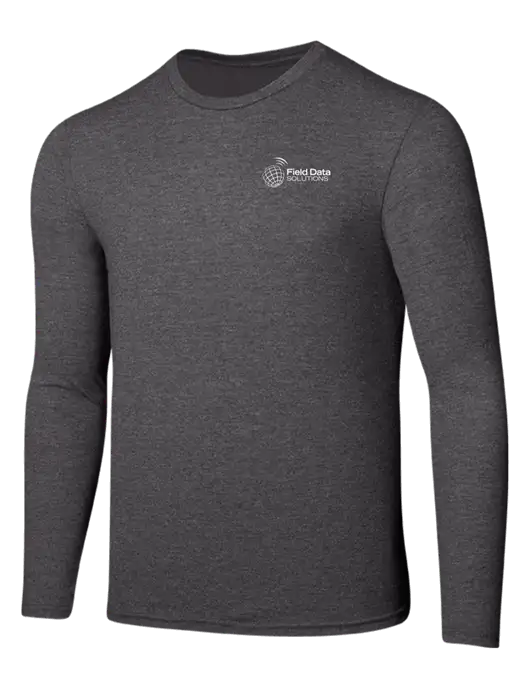 Seriously Soft Heathered Charcoal Long Sleeve T-Shirt w/Field Data Solutions Logo