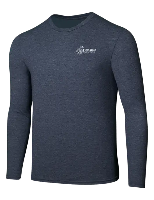 Seriously Soft Heathered Navy Long Sleeve T-Shirt w/Field Data Solutions Logo